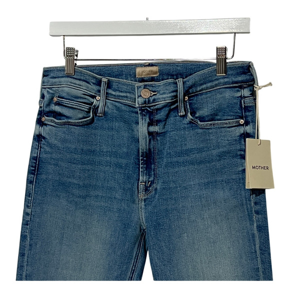 MOTHER JEANS WOMENS SIZE 33 MID RISE DAZZLER ANKLE FRAY HEM STRAIGHT BLUE NEW - Picture 6 of 11